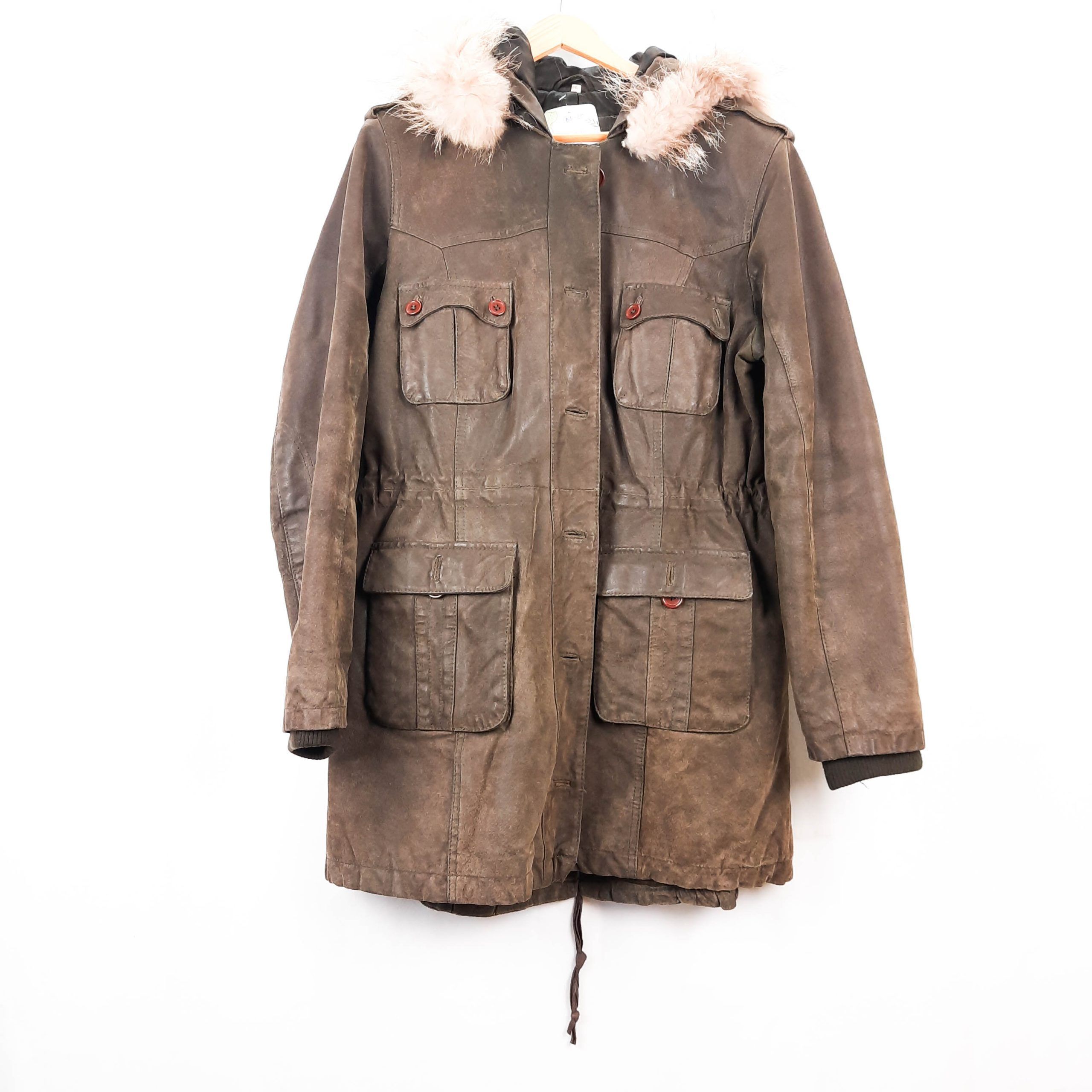 Cazadora 100% piel con capucha Talla L